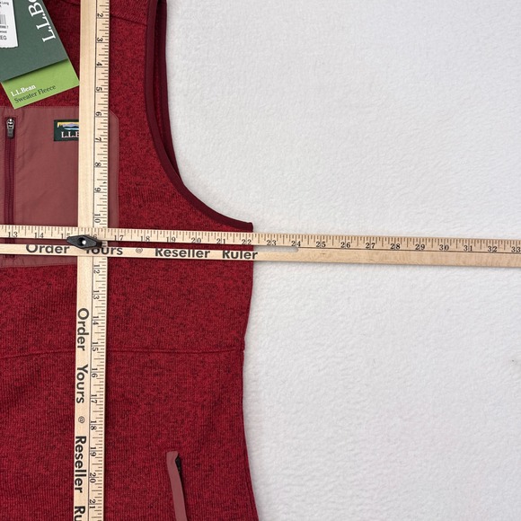 LL Bean Sweater Fleece Vest Long Womens XL Rosewood Red Outerwear Hiking NEW - Picture 8 of 9